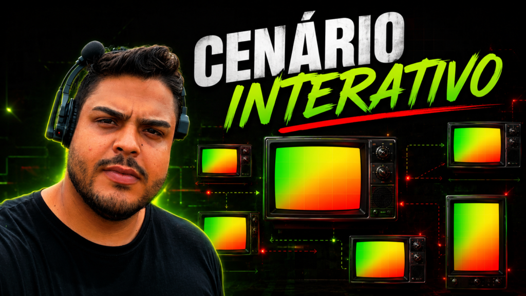 Cenário interativo — arte de conteúdo ArenaVerso