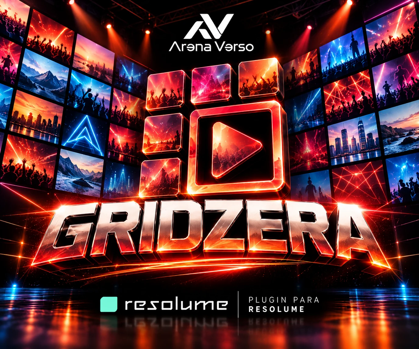 Arte oficial Gridzera — Arena Verso, plugins para Resolume