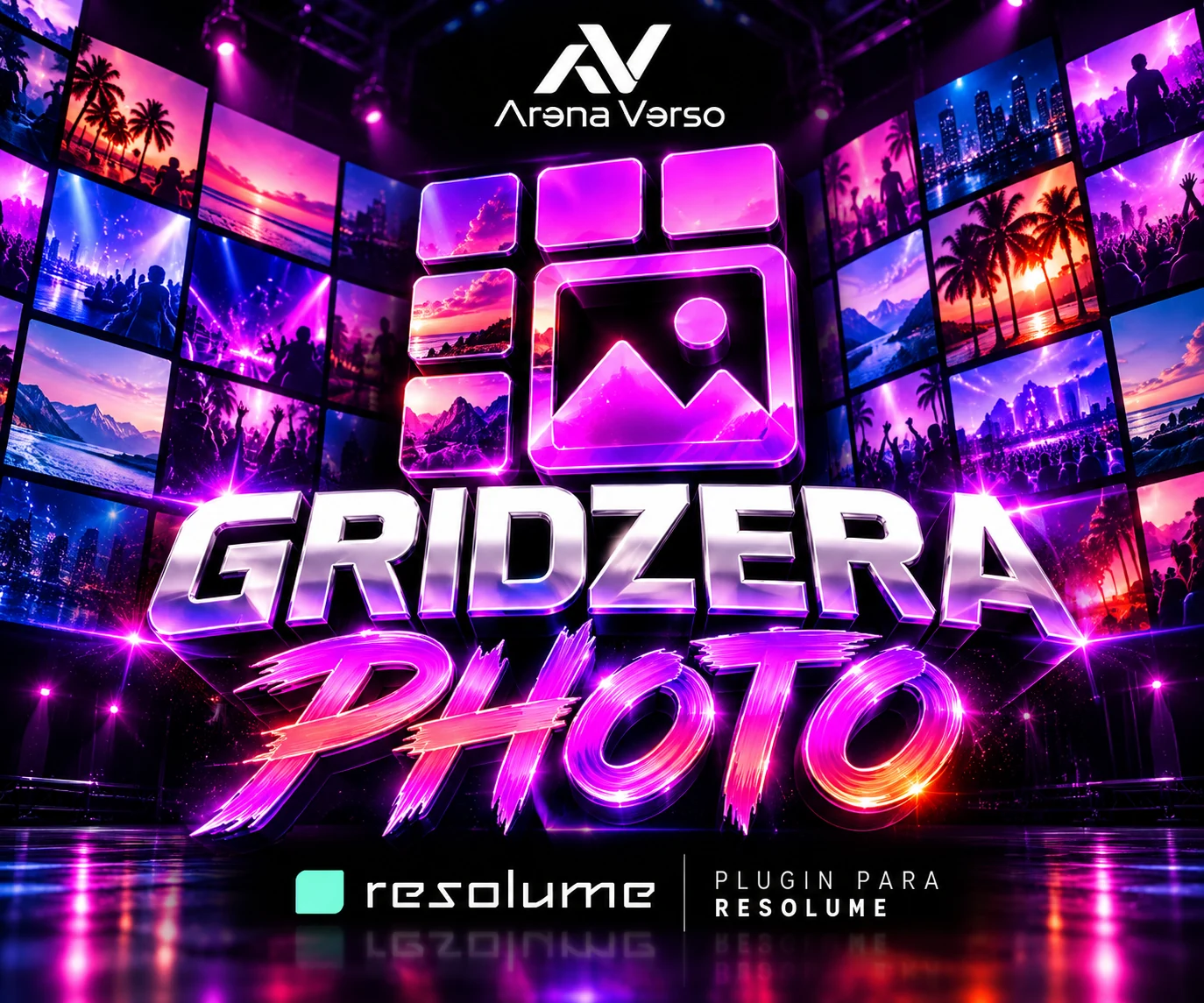 Arte oficial Gridzera Photo — Arena Verso, plugins para Resolume